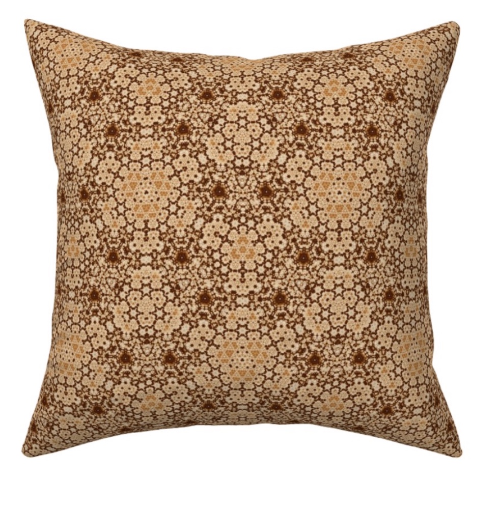 Gingezel Beige and Brown Digital Tapestry pillow at Roostery