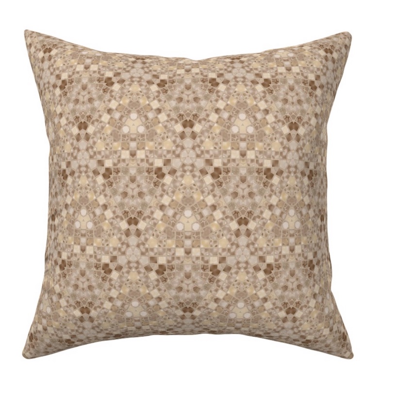 Intricate Beige and Brown Tile Pillow Gingezel Roostery