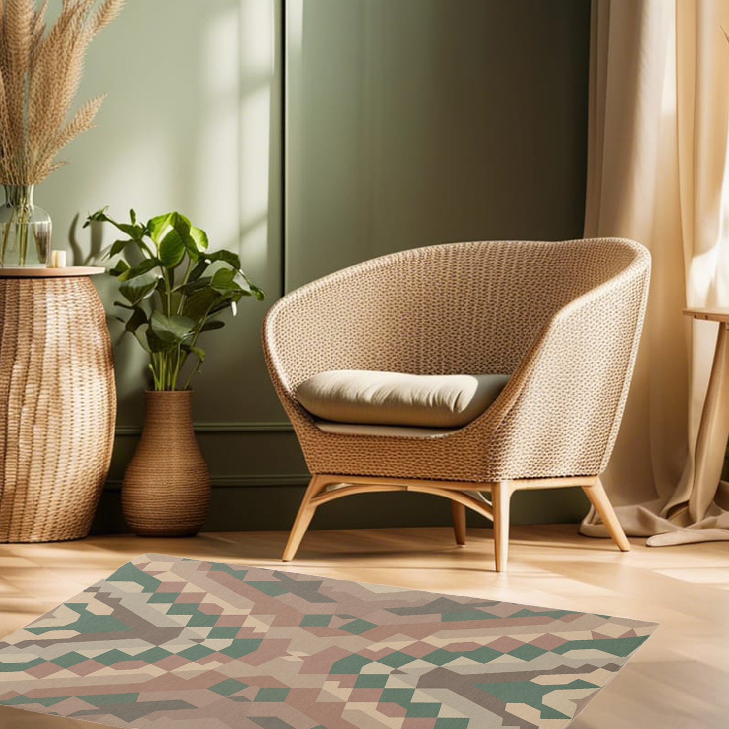 Brown Green Geometric Rug Gingezel Zazzle